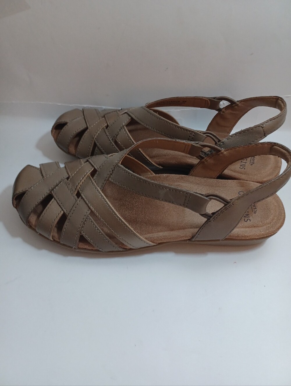 Earth Origins Berri Woven Fisherman Leather Sandels Dark Beige New 9 Narrow
